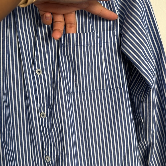 J. CREW White Blue Striped Button Down Shirt - Picture 6 of 6